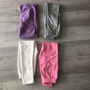 Vibrant Kids Fleece Leggings Set - Purple, Gray, White, Pink